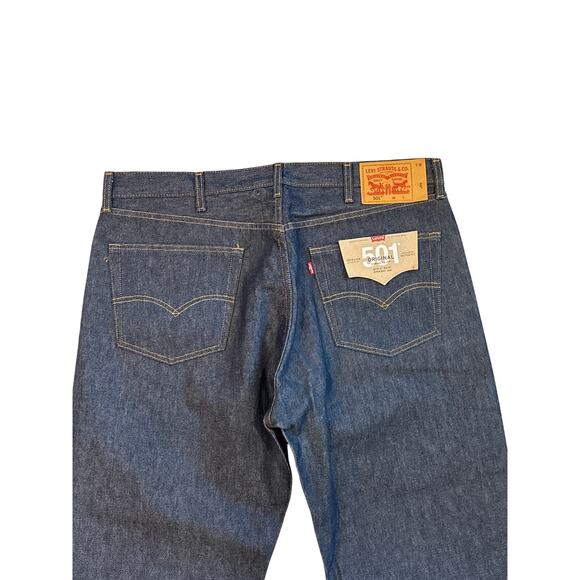 Levis 501 Jeans Mens Size 40x38 Blue Original Shrink to Fit Button Fly Raw Denim - Picture 5 of 12